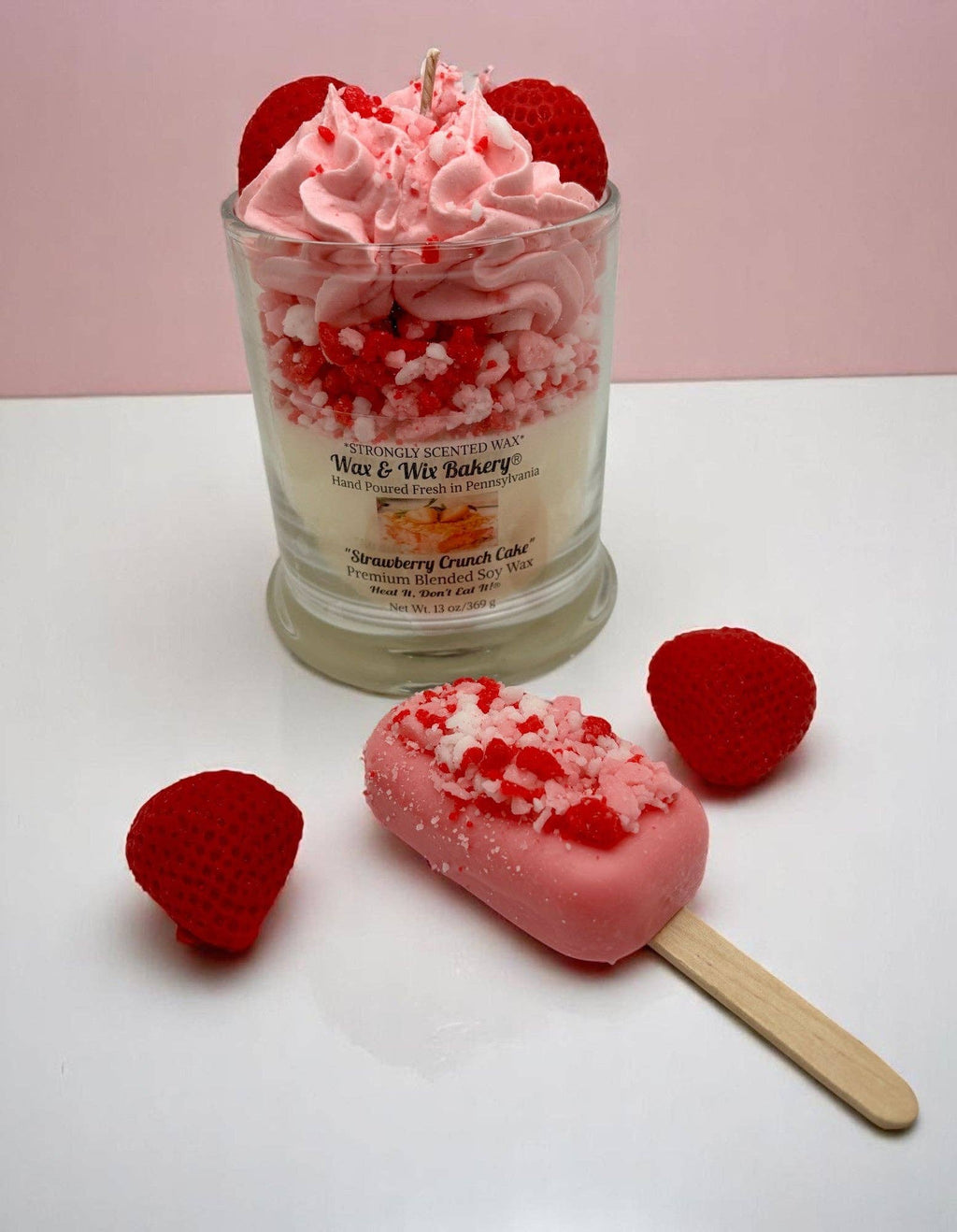 Strawberry Crunch Cake Candle.13 oz. Large Dessert Candle