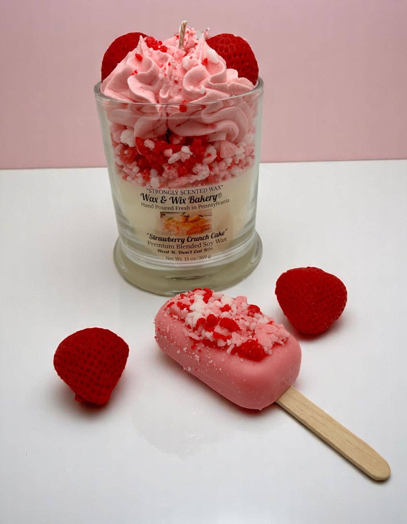 Strawberry Crunch Cake Candle.13 oz. Large Dessert Candle