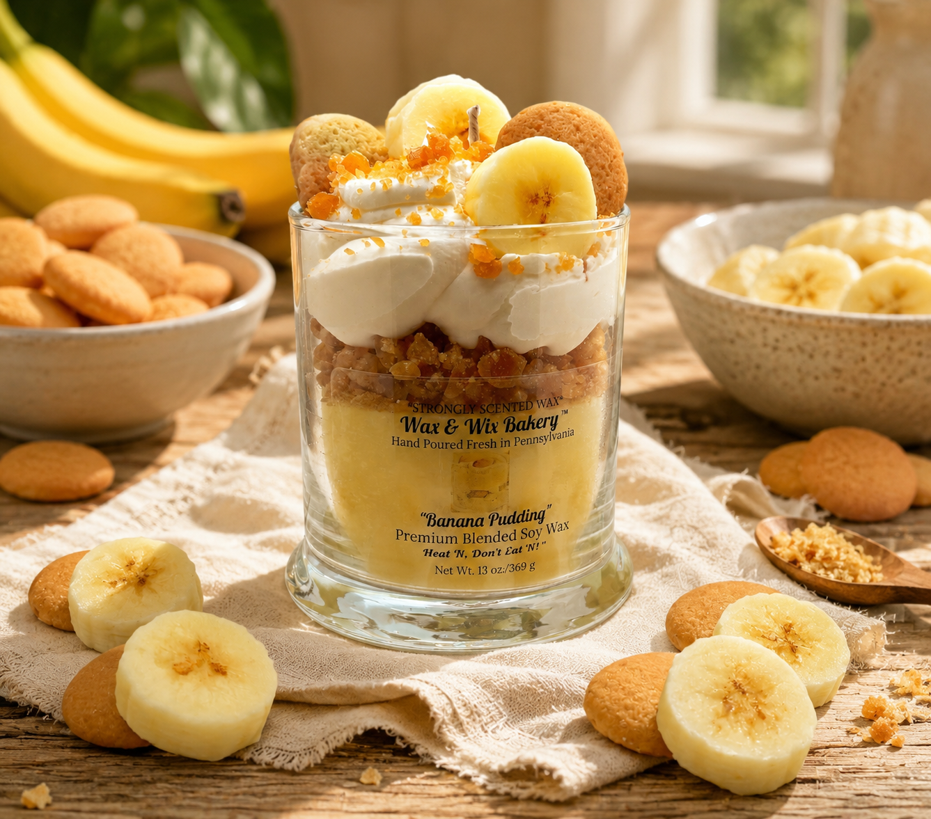 Banana Pudding Candle. 13 oz. Large Soy Dessert Candle