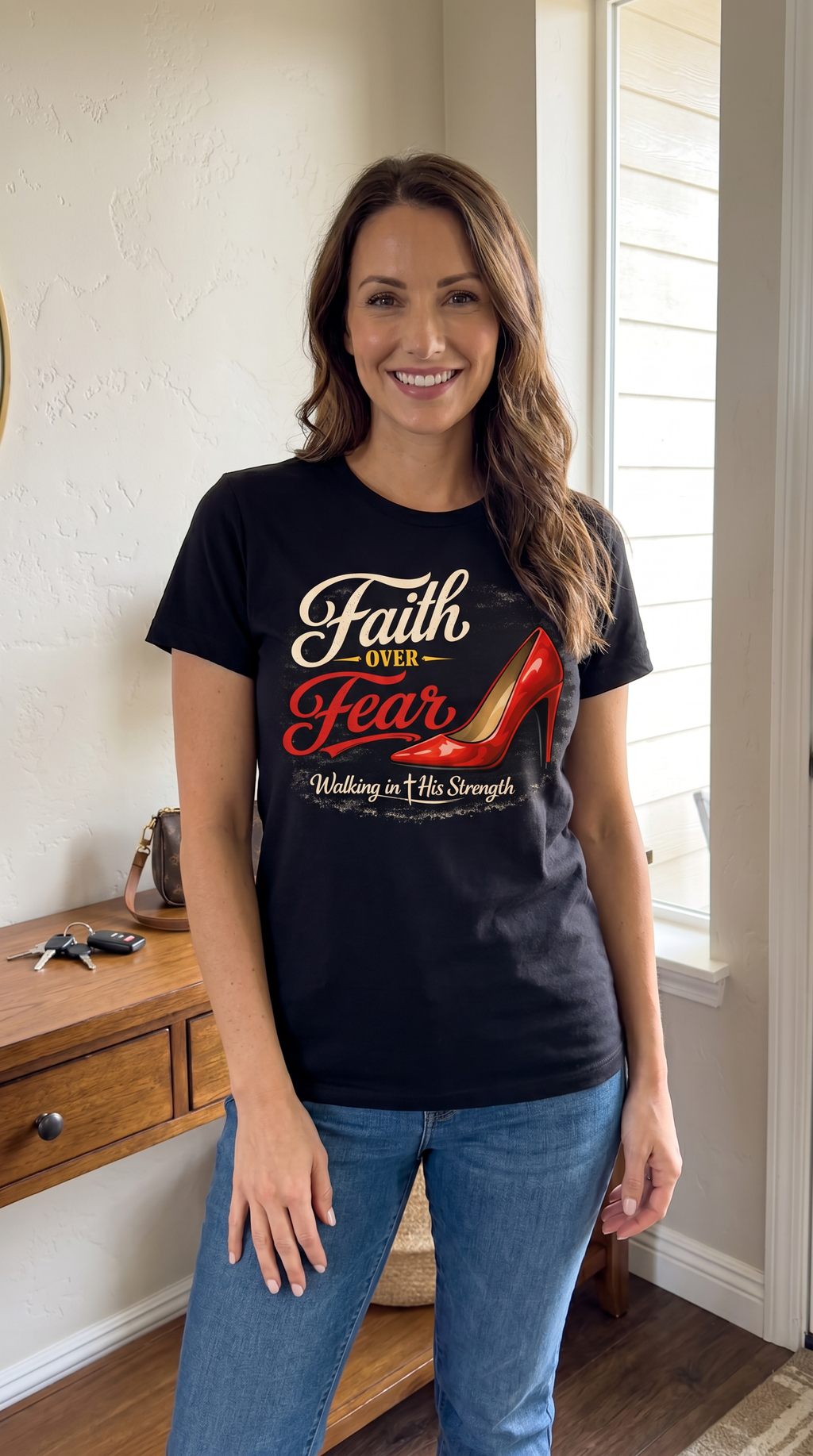 Faith Over Fear – Walking in His Strength™ Graphic Tee