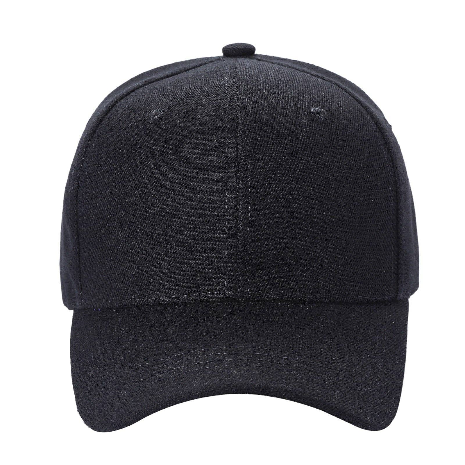 Unbranded Structured Baseball Cap, Blank 6 Panel Hat