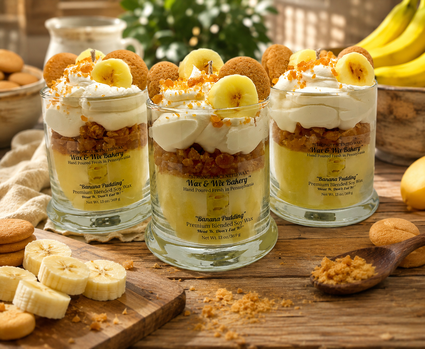 Banana Pudding Candle. 13 oz. Large Soy Dessert Candle