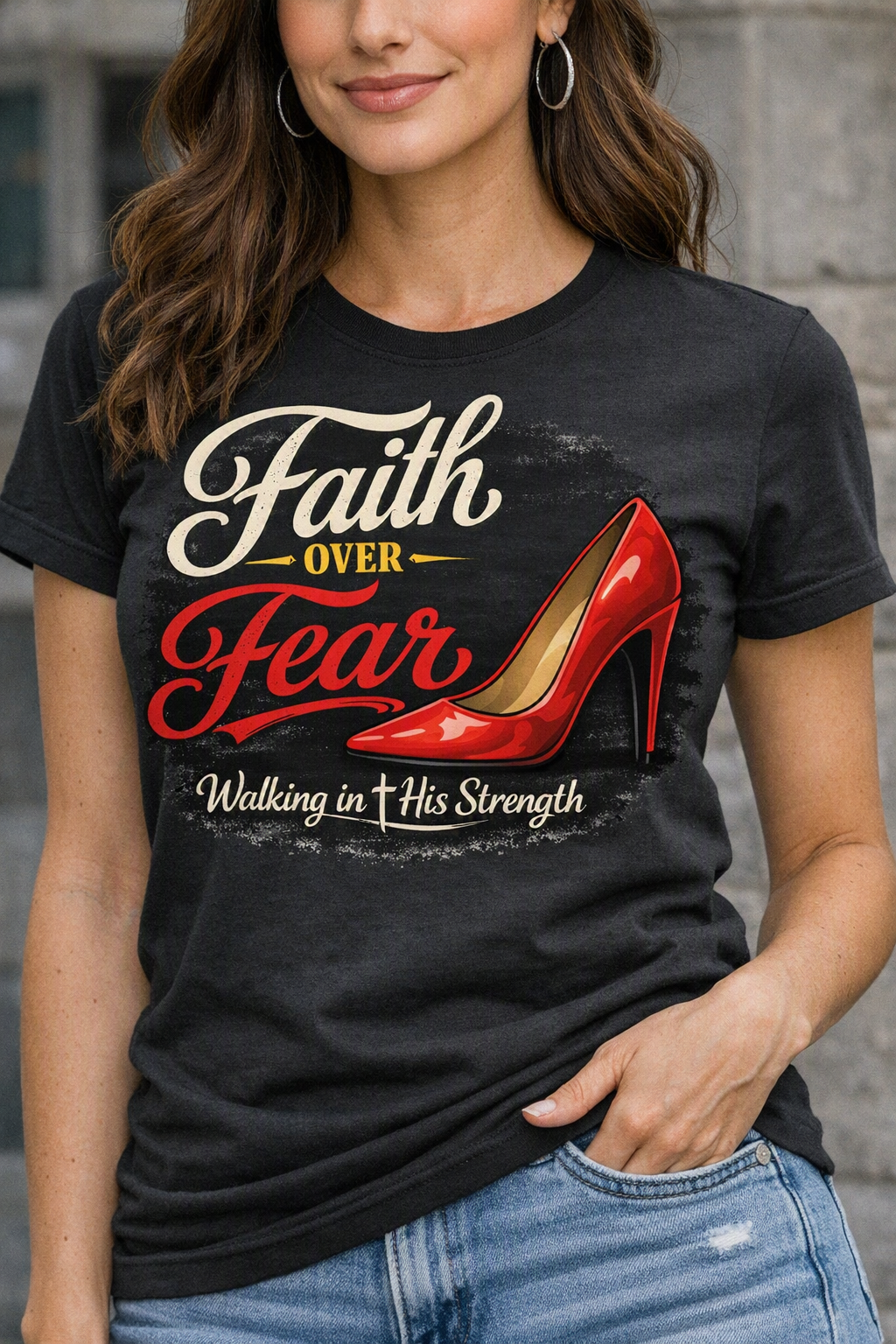 Faith Over Fear – Walking in His Strength™ Graphic Tee