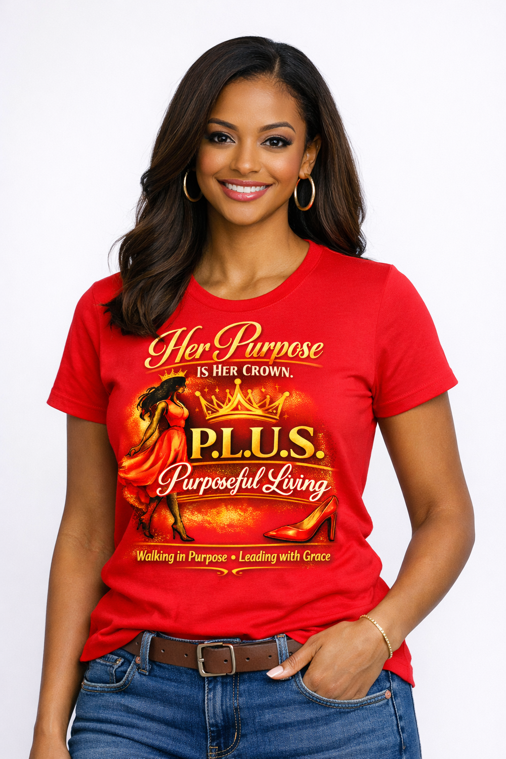 Her Purpose Is Her Crown™ – P.L.U.S. Purposeful Living Graphic Tee
