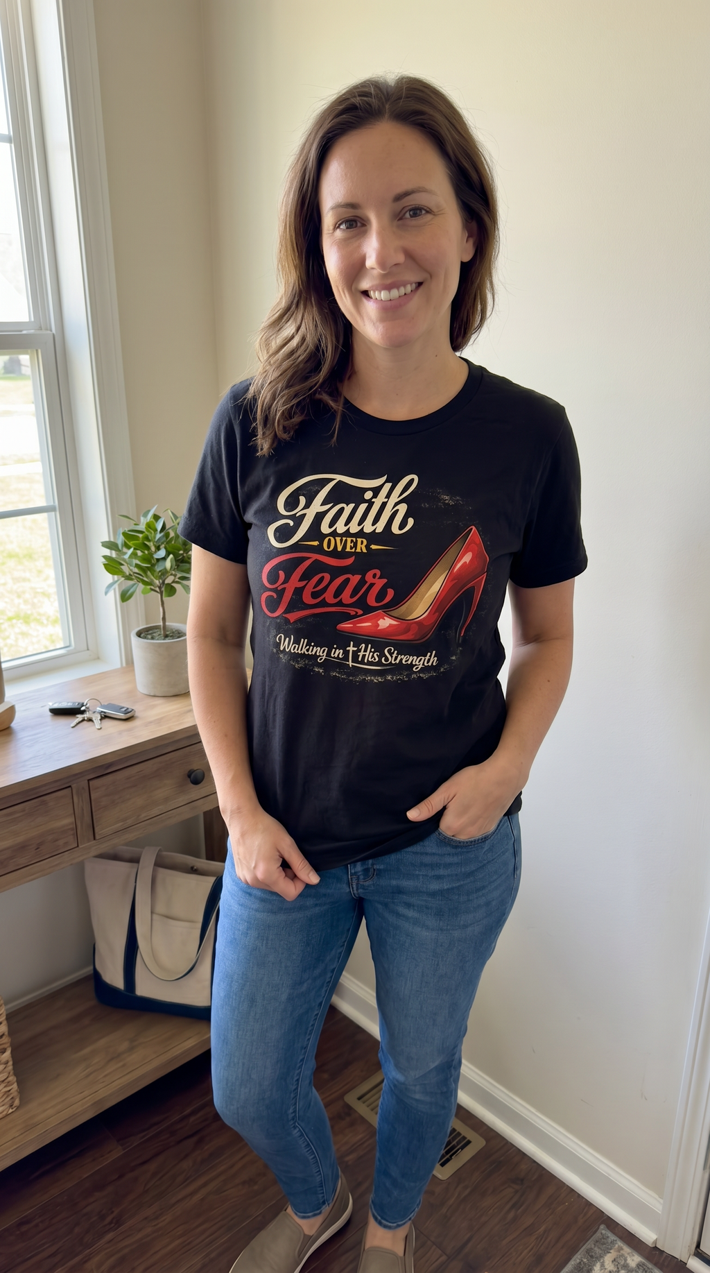 Faith Over Fear – Walking in His Strength™ Graphic Tee