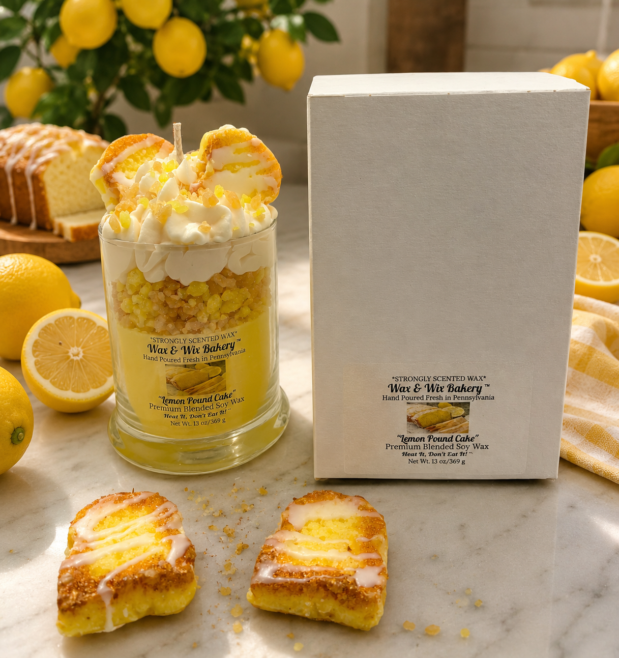 Lemon Pound Cake Candle.13 oz. Large Dessert Candle
